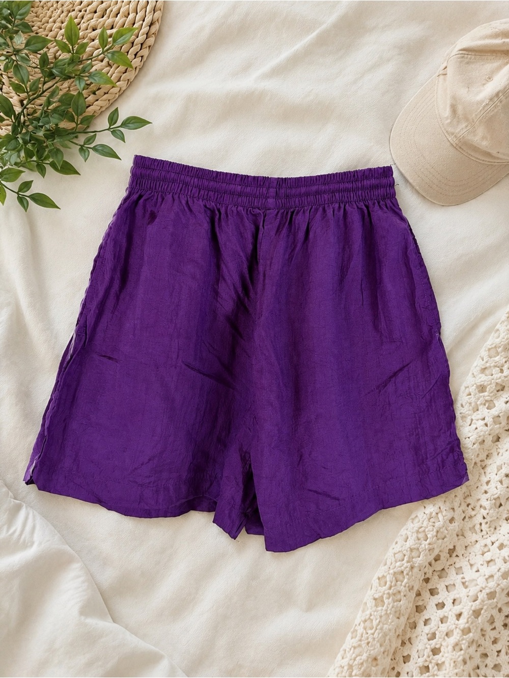 Vintage The Body Co. Purple Nylon Athletic Shorts Medium 80s 90s